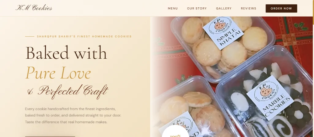 KM Cookies: artisanal gourmet bakery and e-commerce website preview
